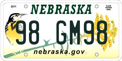 NE license plate 98GM98