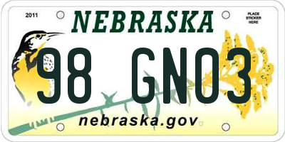 NE license plate 98GN03