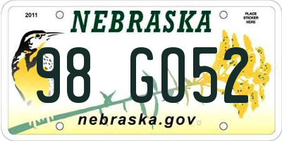 NE license plate 98GO52