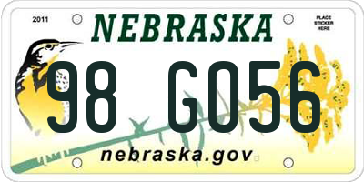 NE license plate 98GO56