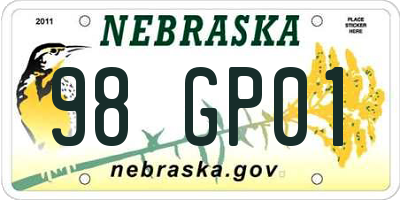 NE license plate 98GP01