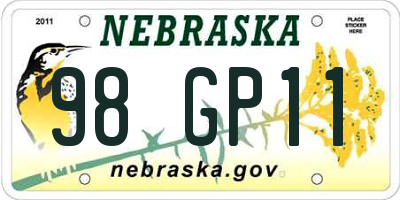 NE license plate 98GP11