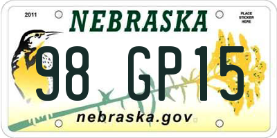 NE license plate 98GP15