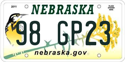 NE license plate 98GP23