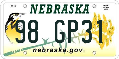 NE license plate 98GP31