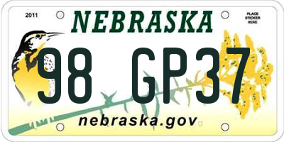 NE license plate 98GP37