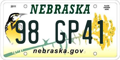 NE license plate 98GP41