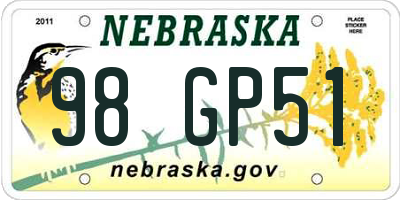 NE license plate 98GP51