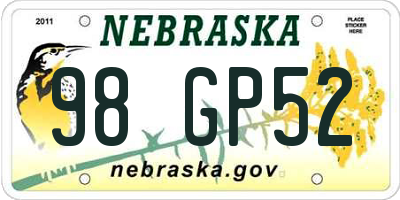 NE license plate 98GP52