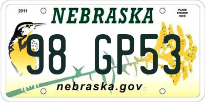 NE license plate 98GP53