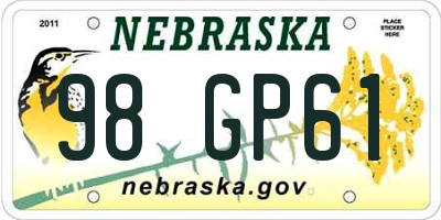 NE license plate 98GP61