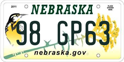 NE license plate 98GP63