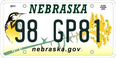 NE license plate 98GP81