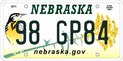NE license plate 98GP84