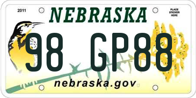 NE license plate 98GP88