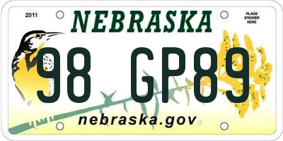 NE license plate 98GP89