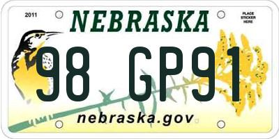 NE license plate 98GP91