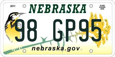 NE license plate 98GP95