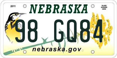 NE license plate 98GQ84