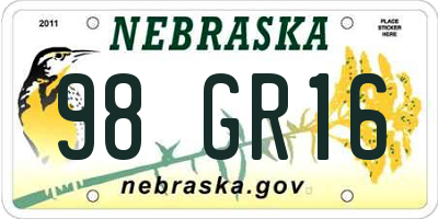 NE license plate 98GR16