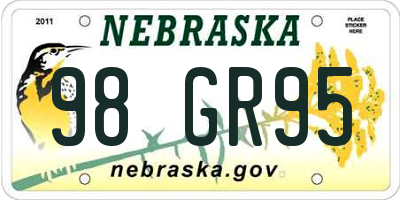 NE license plate 98GR95
