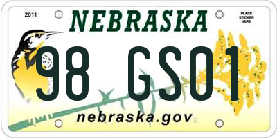 NE license plate 98GS01