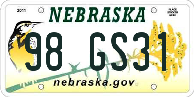 NE license plate 98GS31