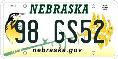 NE license plate 98GS52
