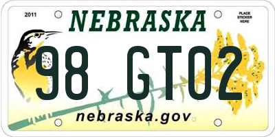 NE license plate 98GT02