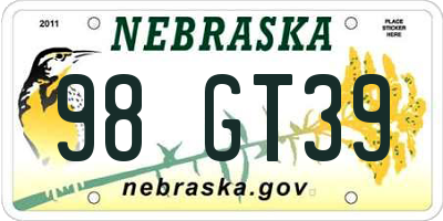 NE license plate 98GT39