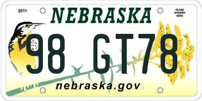 NE license plate 98GT78