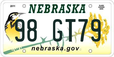 NE license plate 98GT79
