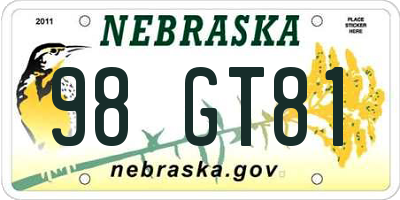 NE license plate 98GT81