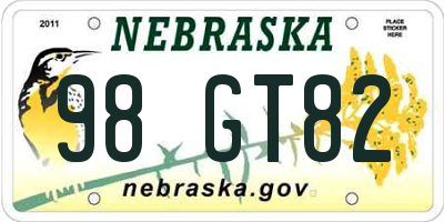 NE license plate 98GT82