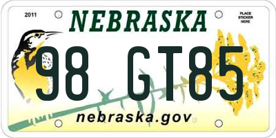 NE license plate 98GT85