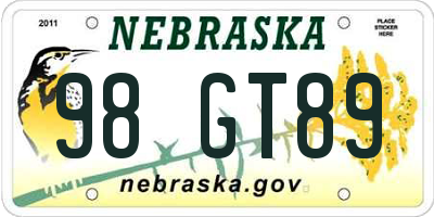 NE license plate 98GT89
