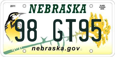 NE license plate 98GT95
