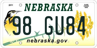NE license plate 98GU84