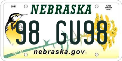 NE license plate 98GU98
