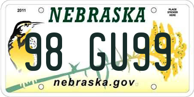 NE license plate 98GU99