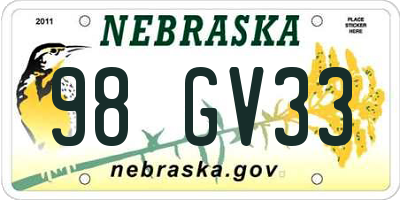 NE license plate 98GV33