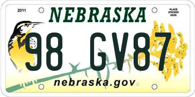 NE license plate 98GV87