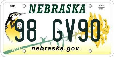 NE license plate 98GV90