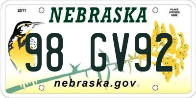 NE license plate 98GV92