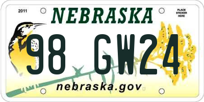 NE license plate 98GW24