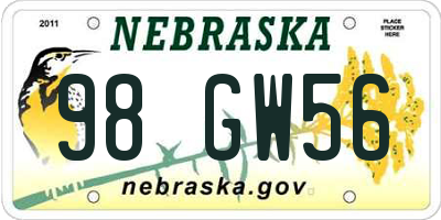 NE license plate 98GW56