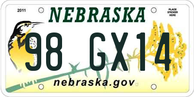 NE license plate 98GX14