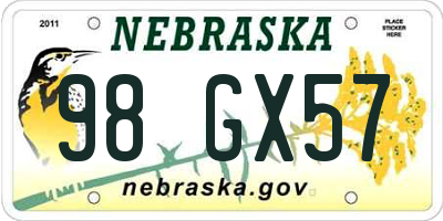 NE license plate 98GX57
