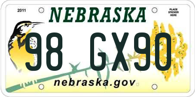 NE license plate 98GX90