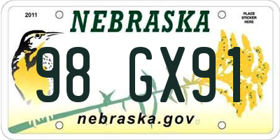 NE license plate 98GX91